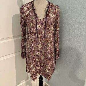 Mossimo Supply Co. Lavender Floral Long Sleeve Tunic Dress